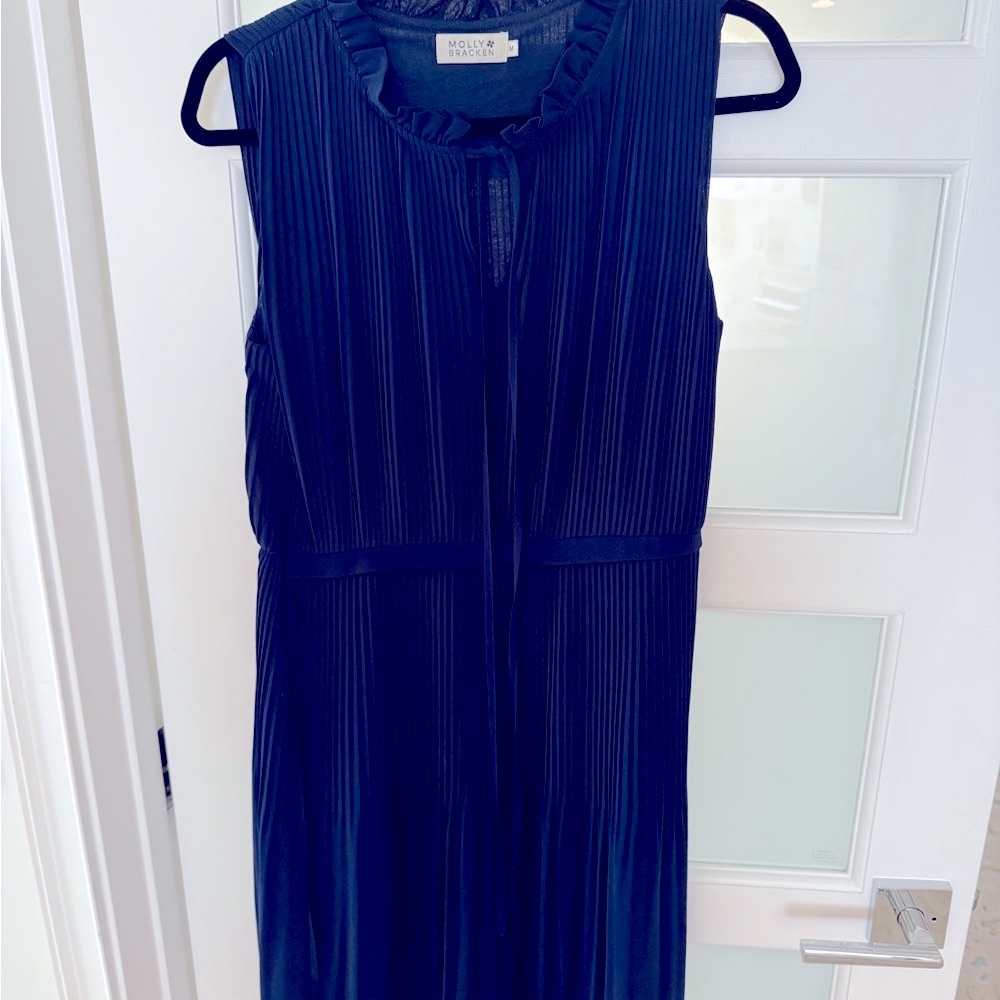 Molly Bracken Navy Pleated Dress